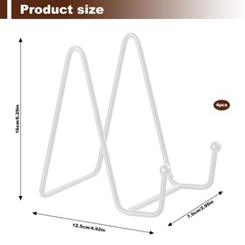 Hiuyavy Plate Holder Easel Display Stand, 4PCS 6 Inch Metal Plate Stands, Plate Stands for Display Tabletop Picture Stand for Photo Pictures Decorative Dish(White)
