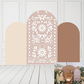Beige Cielito Lindo Arch Backdrop Cover Mexican Theme Fiesta Wedding Birthday Party Decorations Arch Spandex Covers Baptismx Baby Shower Parties (2.6x6ft,G-3738)