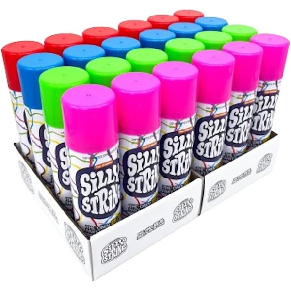 Silly String 24-Pack, Assorted Colors – 3 oz Large Cans,