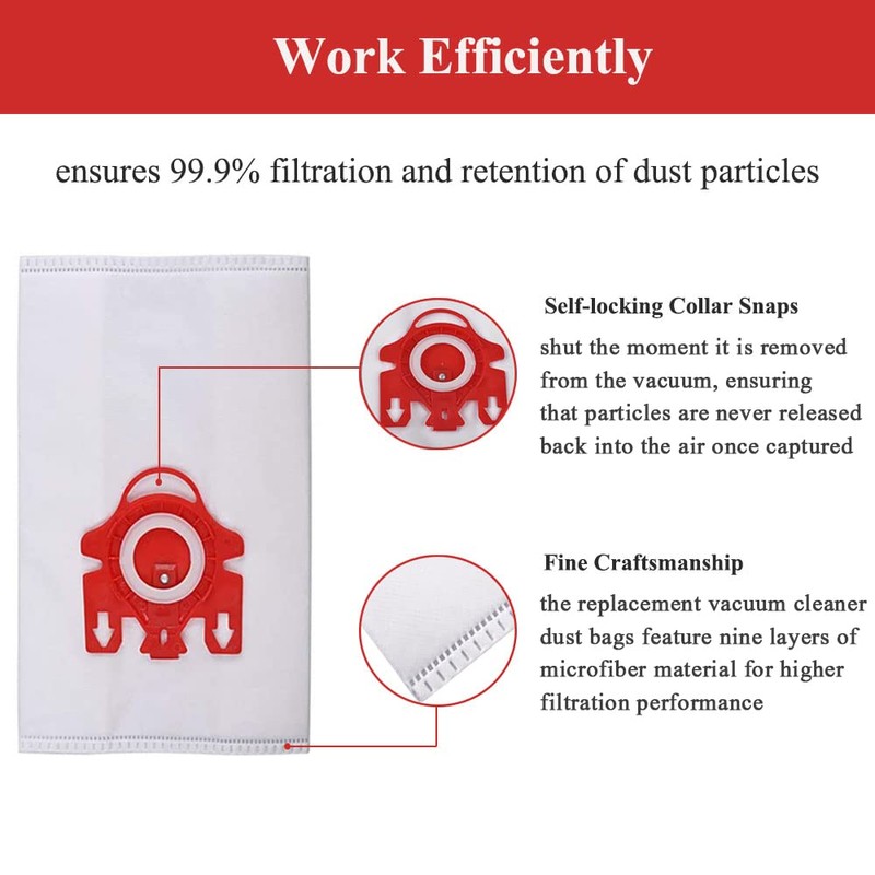 15Pcs Vacuum Bags, Air Clean 3D Efficiency Dust Bag Replacement