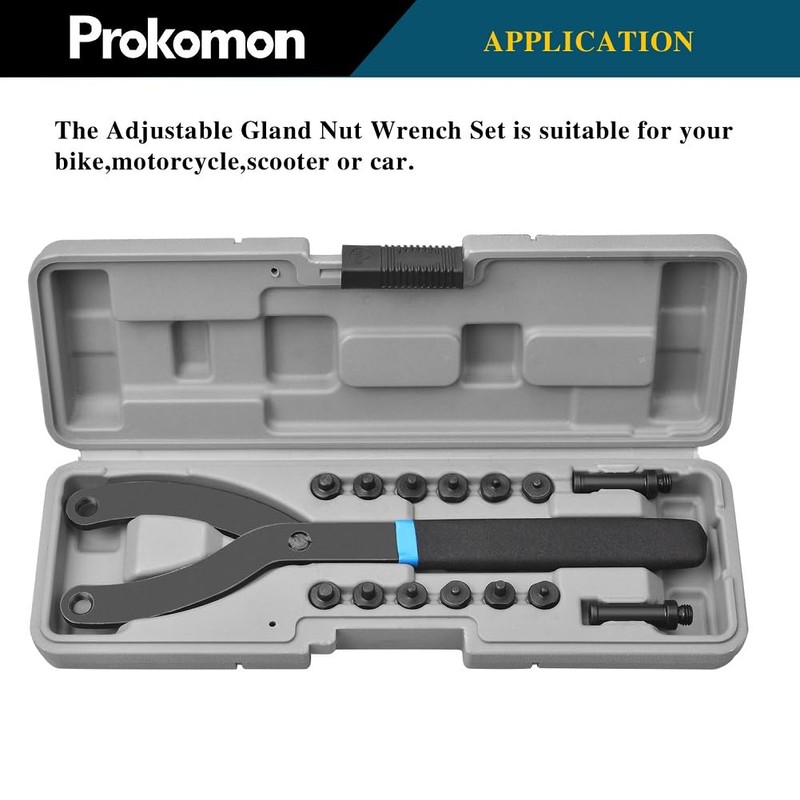 Prokomon 15Pc Adjustable Pin Spanner Wrench Set/Variable Cylinder Fan Clutch