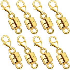 OHINGLT Magnetic Necklace Clasp Extra Strong, Gold Plated Magnet Jewelry Clasps Converters for Bracelet Necklaces Chain