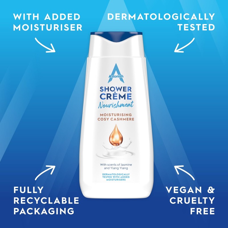 Astonish Shower Crème, Cosy Cashmere, Cleanses and Moisturises, Jasmine and