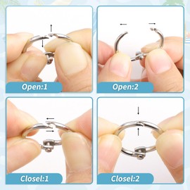 Pack of 60 Binder Rings, 30 mm Book Rings Ring Binder Metal Loose Leaf Connector Index Cards Ring for Photo Album Scrapbook Key Ring