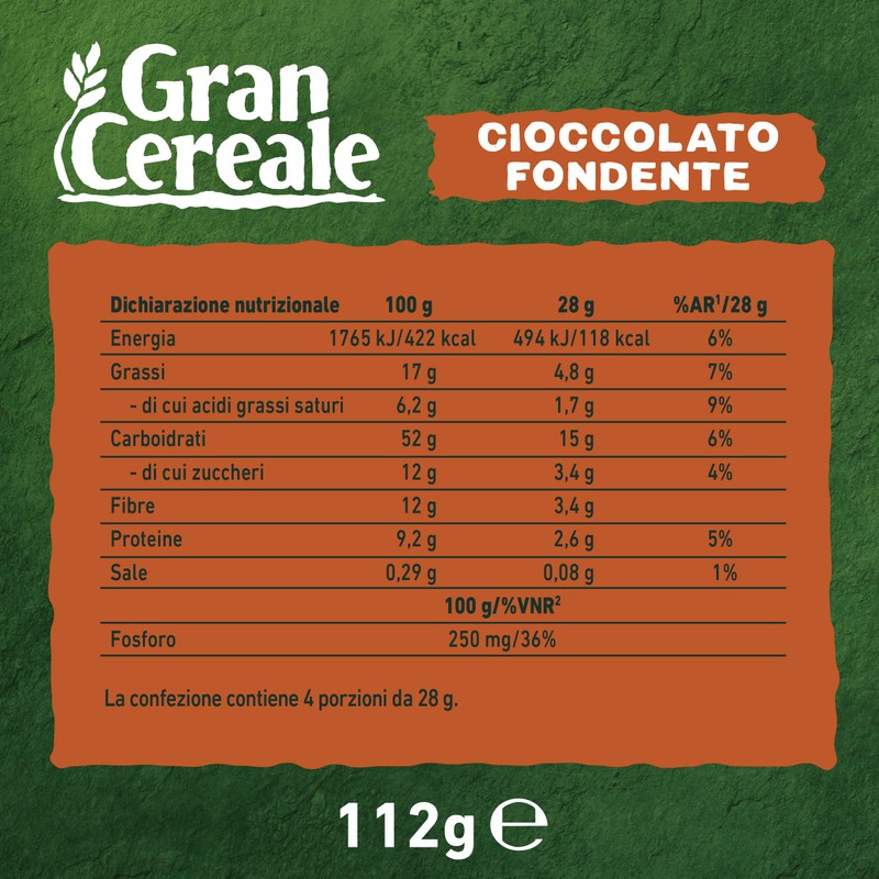 Gran Cereale, Barrette con Cioccolato Fondente, Avena e Nocciole, Snack
