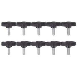sourcing map 10pcs Tee Wing Knobs Thumb Screws M5 x 14mm Standard Male Thread Plastic T/Z Knobs Adjustable Handles Hand Clamping Thumbscrew, Black