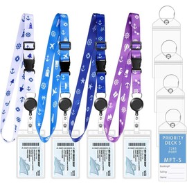 4 Pack Cruise Lanyard for Cruise Ship Cards, Retractable Cruise Lanyards with 4 count Cruise Luggage Tags &  Id Badge Holder (Cute Style) - Color: Fresh Style