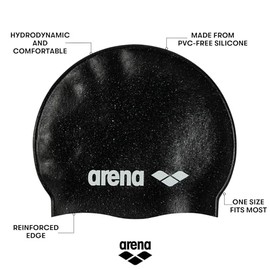 Arena - Gorro de natación de Silicona Unisex para Adultos, Entrenamiento y Carreras, 100% Silicona, sin Arrugas, sólidos y Estampados