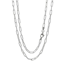 Treasure Bay Women's 925 Sterling Silver Chain Necklace Elongated Paperclip Links Chain Italian Made Length 40/45/48/50/52/55/60/65 Cm (60)