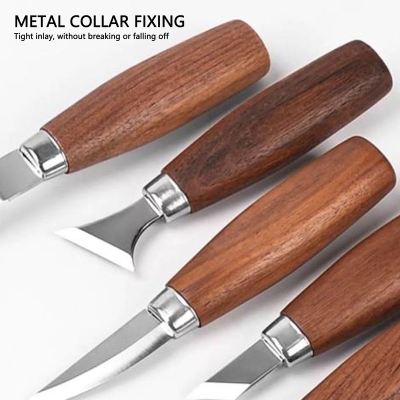 Wood Carving Knife Stainless Steel Blade Walnut Handle Whittling Knife