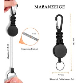 Fhlbestyu 2/4 Pieces Key Chain Extendable Lanyard with 60 cm Extendable Steel Cable, Retractable Key Chain Carabiner, 4 pieces.