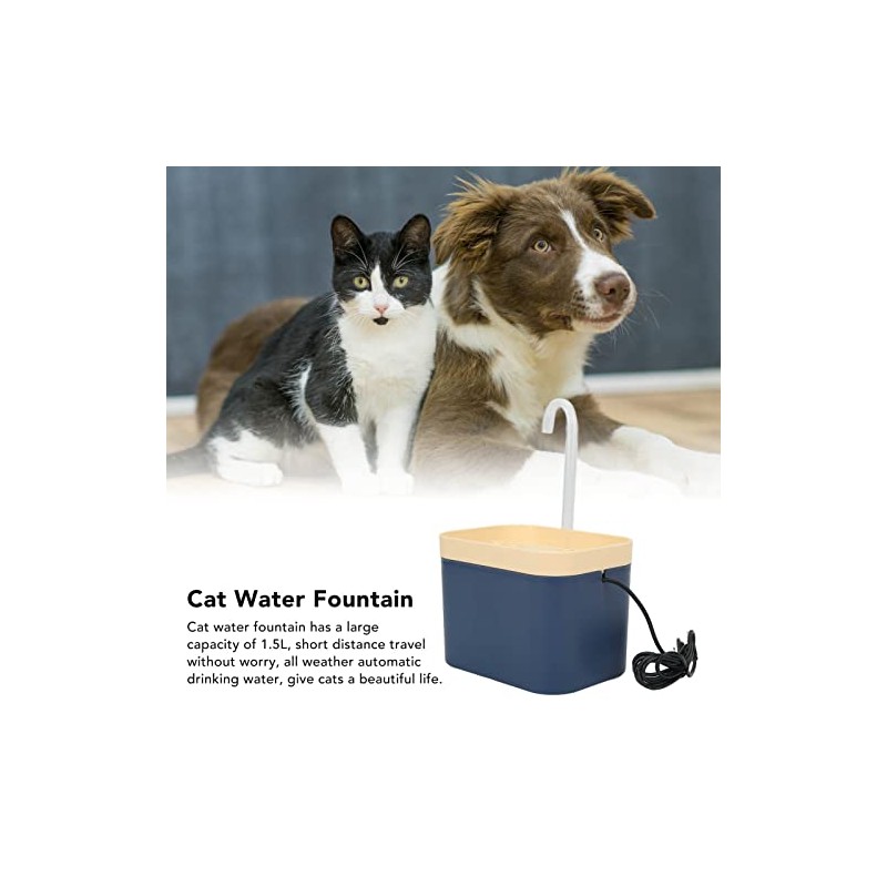 Changor Fuente Agua para Gatos 1,5 L, Material PP, Flujo