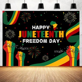 7X5ft Happy Juneteenth Backdrop Banner Decorations, Happy Juneteenth Freedom Day Decorations June 19th 1865 Black American Porch Yard Home Office Wall Photography Decor Supplies