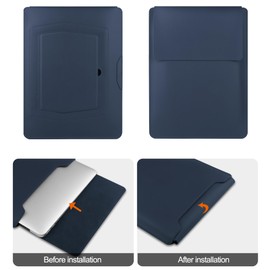 HoYiXi 13.3'' /13.6'' Laptop Sleeve Case Leather Bag with Stand Compatible with MacBook Pro 14/MacBook Air 13(M1 M2)/13.3'' Yoga/Dell XPS 13/HP/Matebook 14'' Laptop case, Blue