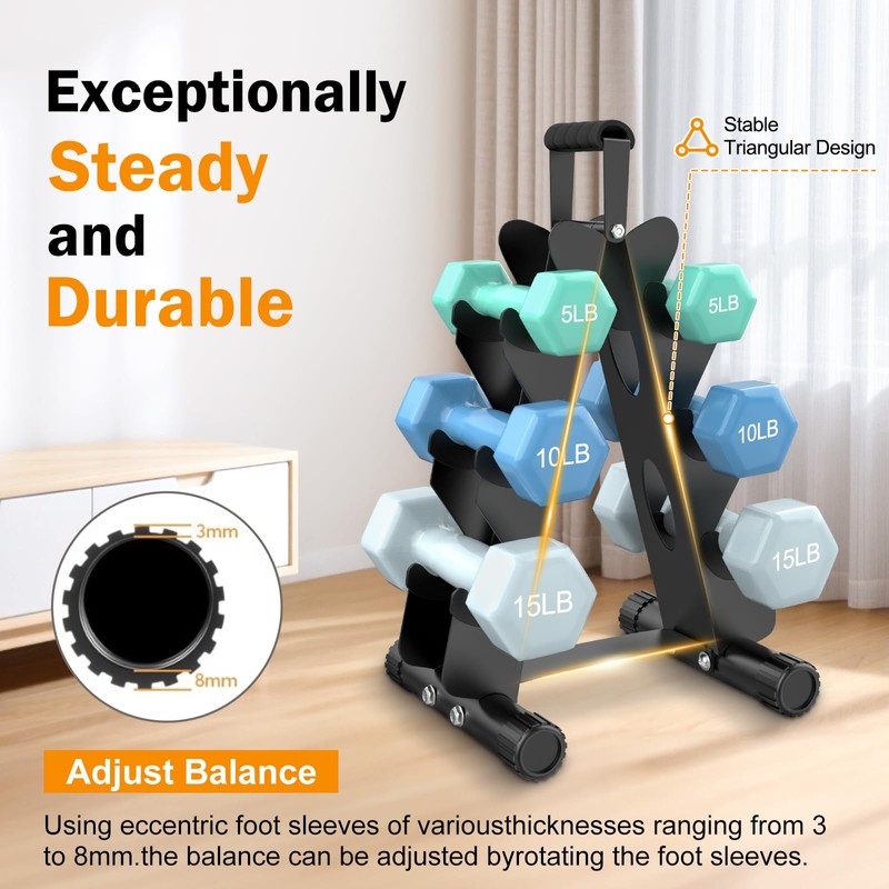 AmazeFan 5 Tier Dumbbell Rack Stand Only, A-Frame Design Weight