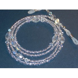 Eyeglass Chain "Tamara" Light Transparent Clear Faceted Glass 28 inches