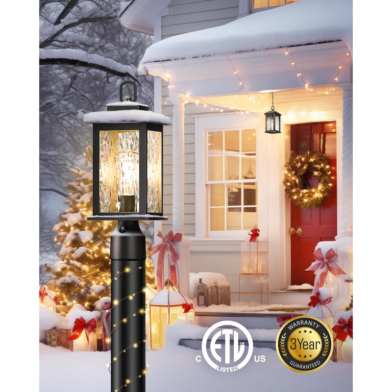 VIANIS Dusk to Dawn Outdoor Post Light Fixture with Pier