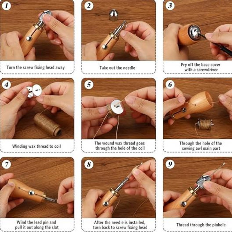 Hand Sewing Awl Kit Easy Threading Quick Sewing Handheld Stitching