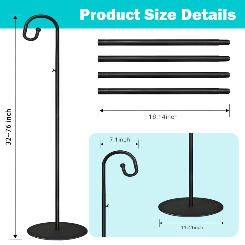 76" Shepherds Hooks for Outdoor- 3/4 Inches Thicken Wind Chimes
