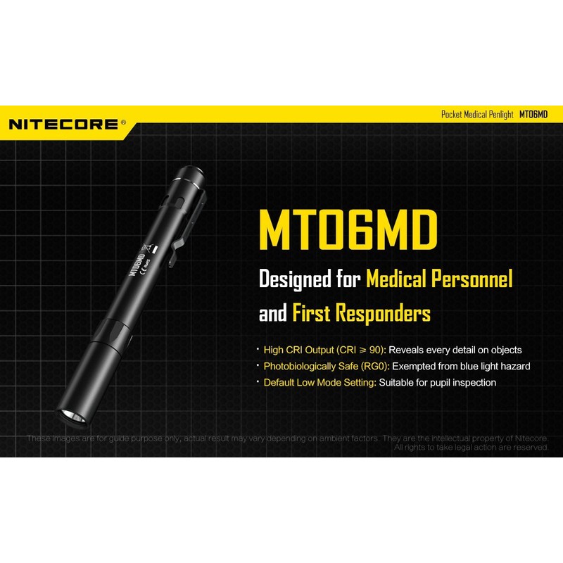 Nitecore MT06MD Medical Penlight Flashlight, 180 Lumen for Doctors, Nurses
