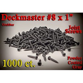 Grabber NEW 1000 ct. Deckmaster #8x1" Replacement Joist Wood Screws, Powder Coated Gray.