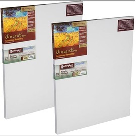 MASTERPIECE Z2VS-1020 Vincent Pro 7/8" Deep Sausalito Heavy Weight and Texture 14 oz Cotton Stretched Canvas 10" x 20" White 2 Pack