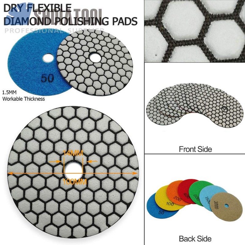 SHDIATOOL Diamter 4"/100mm Dry Diamond Polishing Pad for Granite Marble