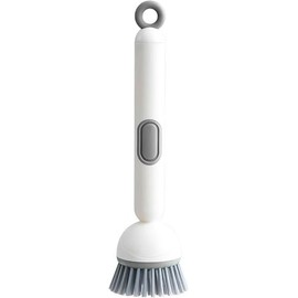 Dish Brush - Kitchen Brush with Detergent Canister, 6 Adjustable Angle and Rotating Scrubbing Brush Heads | Utensil Scrubbing Brush for Pot, Pan and Sink Cleaning | Wall Mounted Storage