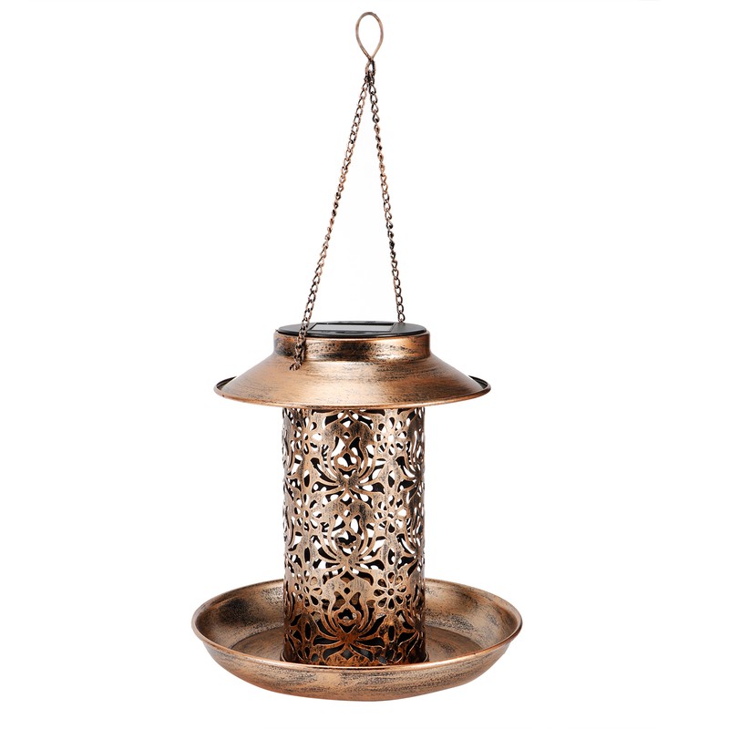 Solar Bird Feeder Solar Powered Garden Light Portable Hanging Hollow