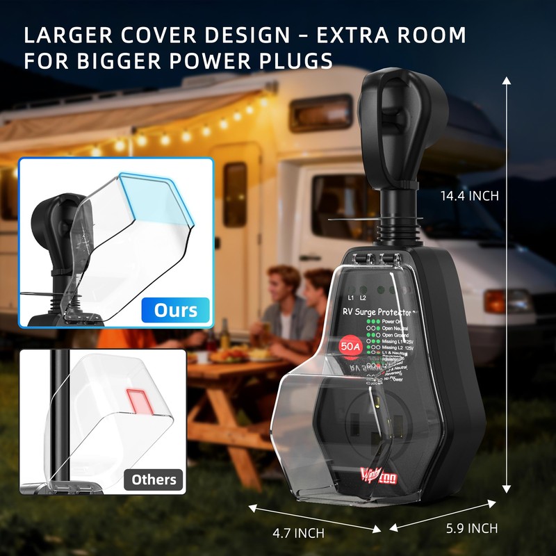 VIPTOO 50A RV Surge Protector with Replaceable Module & Extra