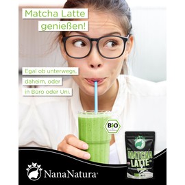 NanaNatura's Bio Matcha Latte Instant Pulver mit echtem Zeremonie-Matcha aus Japan 250g | auf Haferdrink-Basis | heiß oder kalt (als Matcha Iced Latte) Genießen | glutenfrei