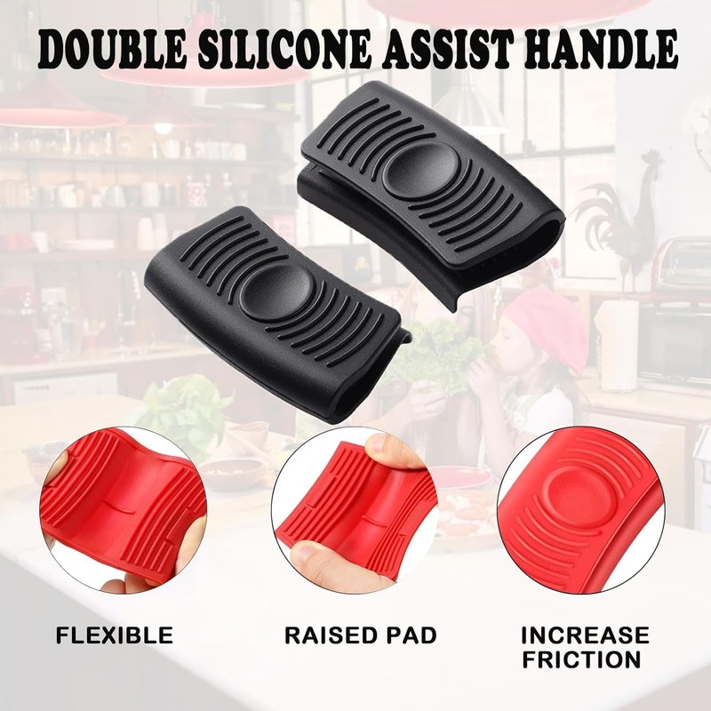 Silicone Assist Hot Handle Holder 4pcs,Heat Resistant Potholder Cookware Handle,
