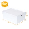 YBM HOME Plastic Storage Bin with Lid, White Basket with