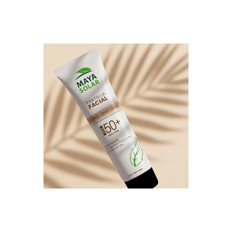 MAYA SOLAR Protector Solar Facial Tono Uniforme 50 ml, con