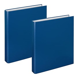 VELOFLEX A114105 Basic Ring Binder, DIN A4, Pack of 2, Blue, Filling Height 25 mm, Ring Binder with 2 Ring Mechanisms