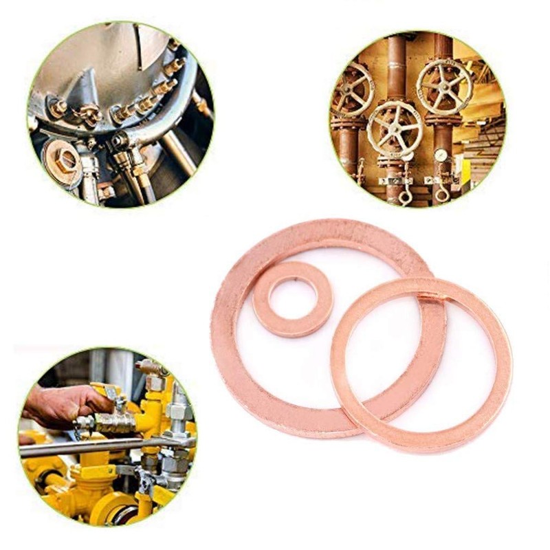 MroMax 20 Pcs Copper Flat Washers M18 Metric Round Gasket
