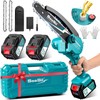 Mini Chainsaw with Battery 8000 mAh, Seesii 15.2 cm Mini Chainsaw Electric with Automatic Oiler and 2 Batteries 4000 mAh, Hand Chainsaw Battery for Garden Cutting, Loppers Wood Cutting Edge CH600+