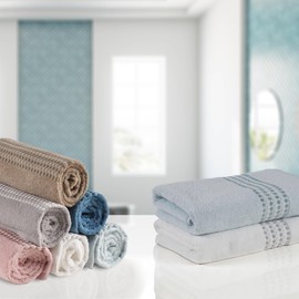 Maisonette Classy 100% Cotton Wash Cloths (30 x 50 cm, Pack of 6) - Face, Hand Light Blue Towels for Bathroom & Small Guest Towels