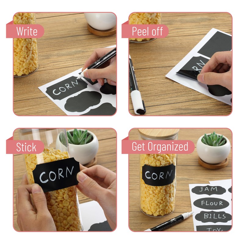 Mr. Pen- Chalkboard Labels, 100pc, Assorted Shapes, 1 White Chalk
