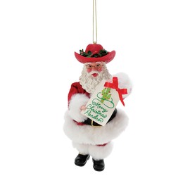 Department 56 Possible Dreams Santa Cowboy Merry Christmas Pardner Hanging Ornament, 6 Inch, Multicolor