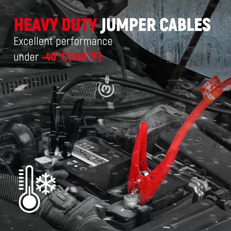 TOPDC 2 Gauge 20 Feet Jumper Cables for Car, SUV