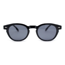SA106 Mens Vintage Vibe Retro Hipster Keyhole Round Horn Rim Plastic Sunglasses All Black