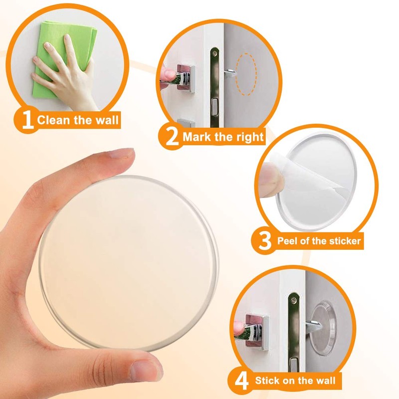 Door Stopper Wall Protector (6pack) - Adhesive Reusable Bumper Protector