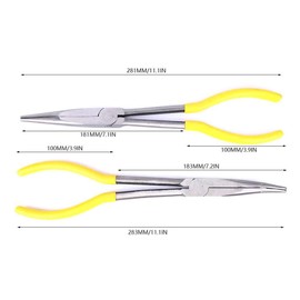 2 pieces 11 inch extra long pliers needle nose pliers 45 degree curved tip straight wire cutter for craft making