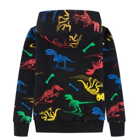 TLAENSON Boys Dinosaur Hoodies Zip Up Sweatshirts Kids Zipper Hooded Sweater Big Boys Dino Clothes Black Size 160/12-13 Years