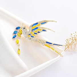 Ukrainian Flag Peace Dove Wheat Brooch Enamel Swallow Pin Unisex Lapel Pin Jewelry Gift