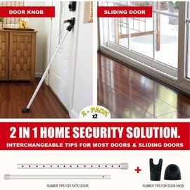 Door Security Bar, SecurityMan Heavy Duty 2-in-1 Door Stoppers Security Bar and Sliding Door Lock Bar (2 Pack) - Perfect Adjustable Door Jammer Door Stopper for Home, Hotel, and Apartment Security