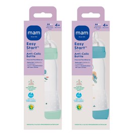 MAM Anti-Colic Baby Bottles 320 ml, Pack of 2 Unisex, Teat Size 2 (4 Months+)