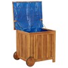 TREATLIFE HOME Patio Storage Box with Wheels, Solid Acacia Wood,