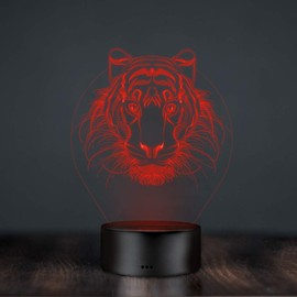 3D Lion Night Light Lamp USB Powered Touch Switch Remote Control LED Decor Optical Illusion 3D Lamp 7/16 Colors Changing Brithday Children Kids Toy Xmas Gift